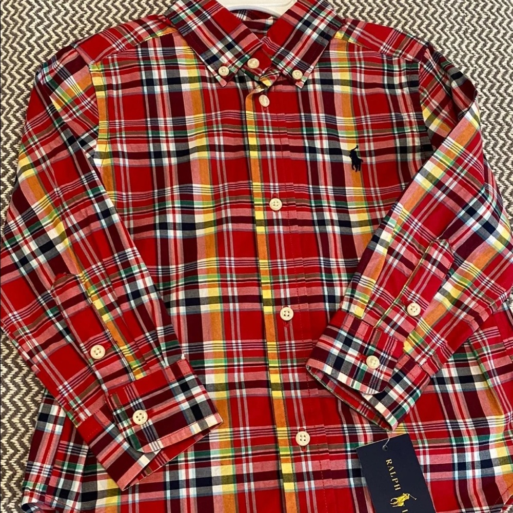 NWT- Ralph Lauren Plaid Button-up Shirt (2T)